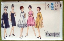 6767 VOGUE SPECIAL DESIGN 1966 EVENING DRESS SLEEVES OR NOT, OVERDRESS PATTERN 16 36"